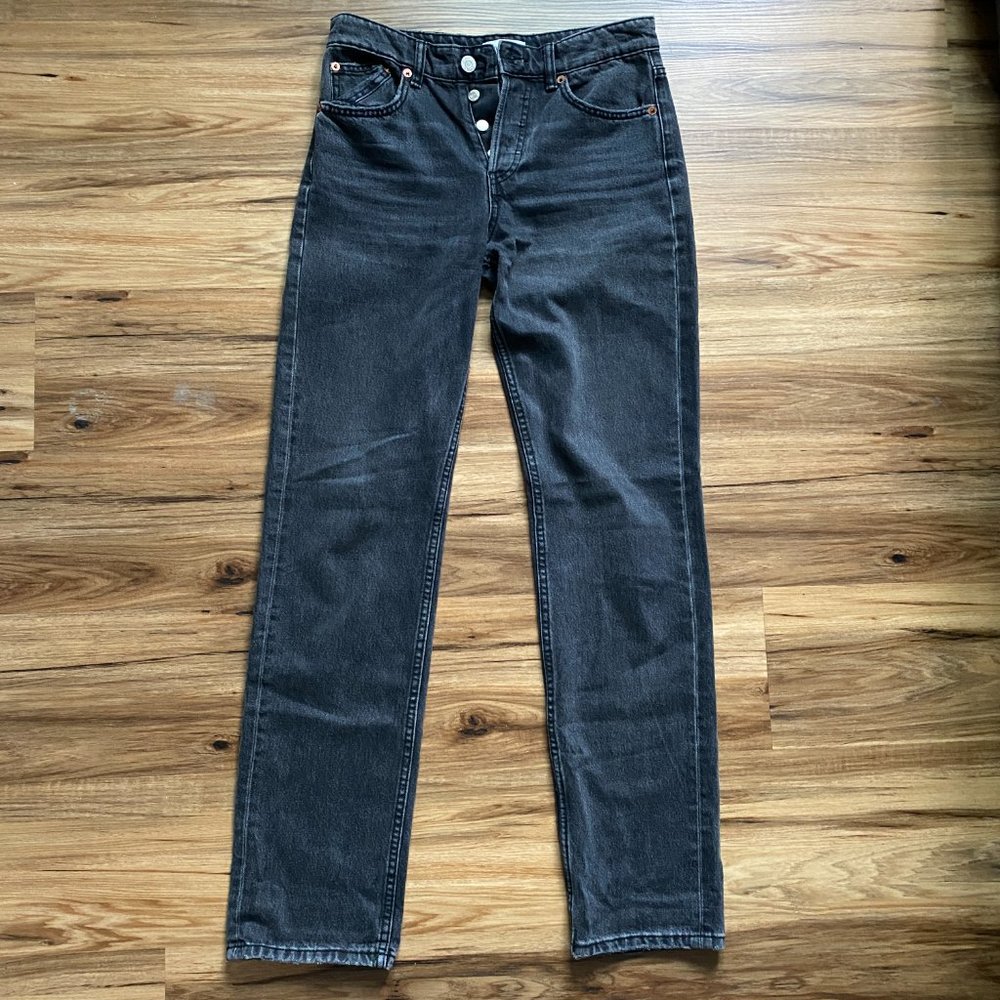 Mid Rise Straight Leg Jeans